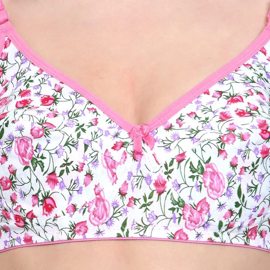 Ladies' 100% Cotton Non-Padded Bra, White, large image number null